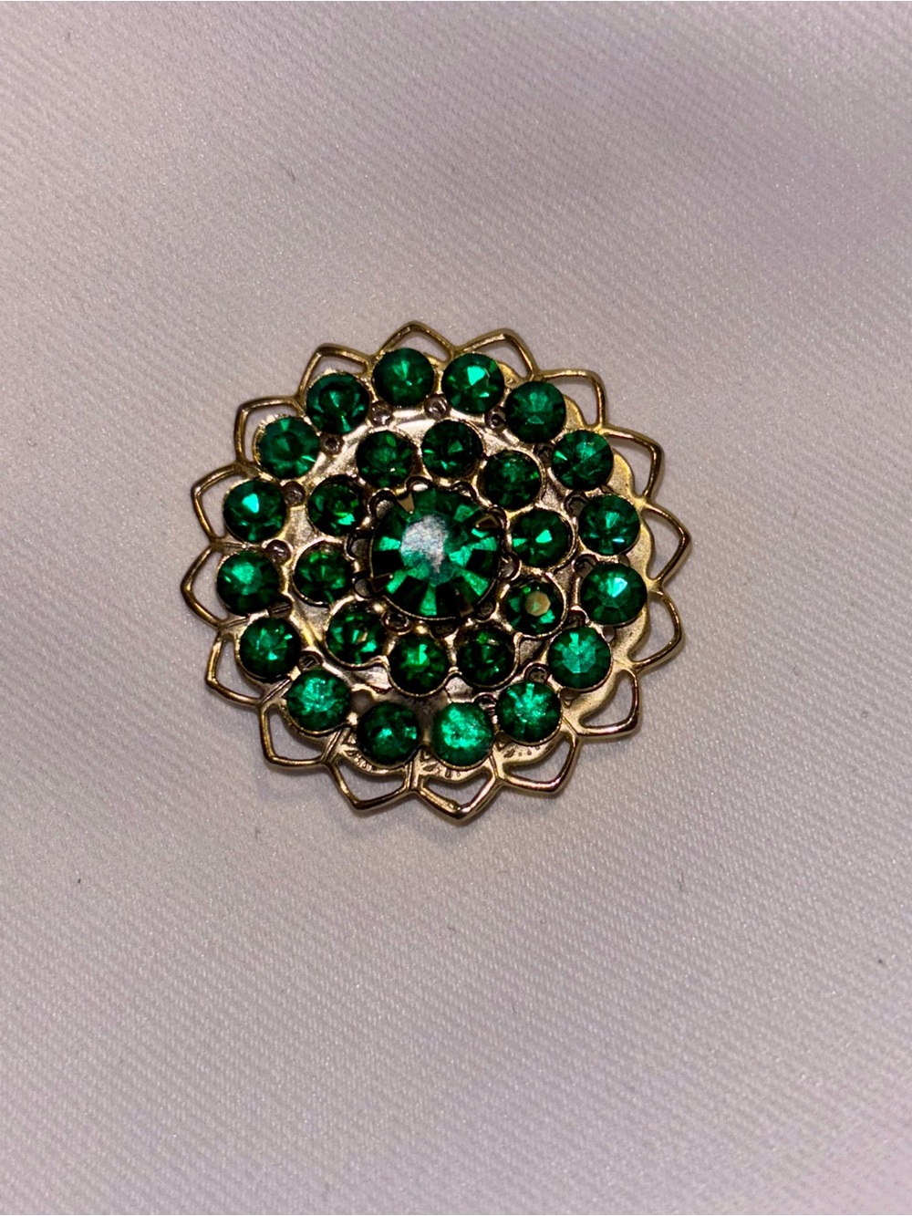 Gold-Tone Green Crystal Floral Brooch - Women Jewelry